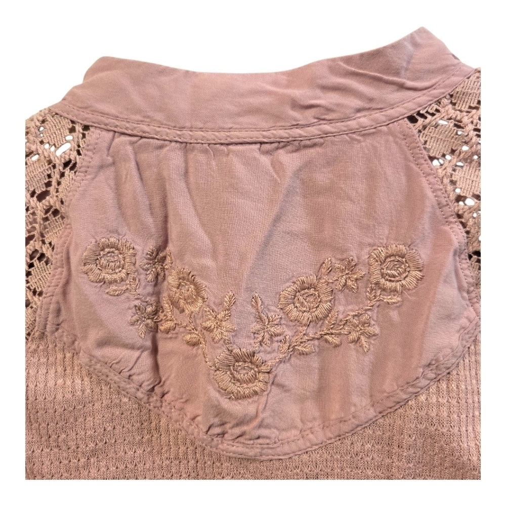 Free People Sweetest Thing Pink Crochet Lace Thermal Romantic Cottagecore XS - Picture 6 of 10